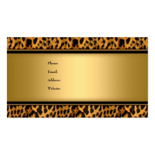 Elegant Gold Leopard Animal Print Business Card Template (back side)