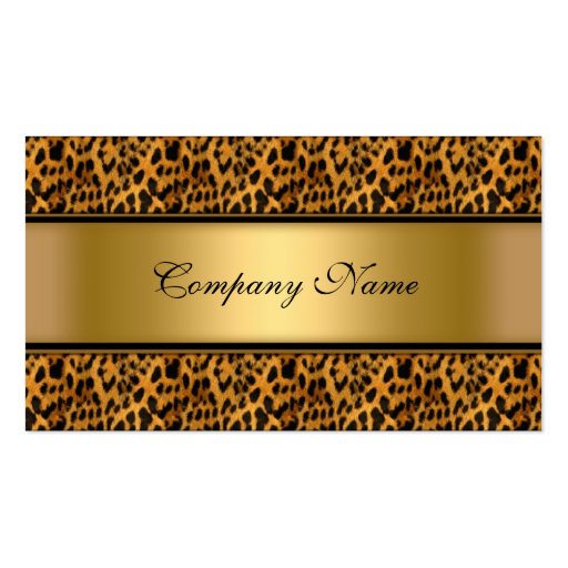 Elegant Gold Leopard Animal Print Business Card Template