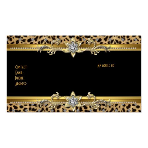 Elegant Gold Leopard Black Elegant Business Cards (back side)