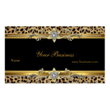 Elegant Gold Leopard Black Elegant Business Cards