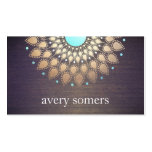 Elegant Gold Look Ornate Leaf Mandala Wood Look Business Card Templates
