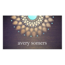 Elegant Gold Look Ornate Leaf Mandala Wood Look Business Card Templates