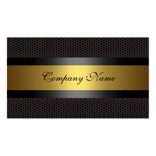 Elegant Gold Metal Black White Business Card (front side)