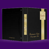 Elegant Gold Monogram Black Business Office Binder binders