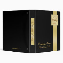 Elegant Gold Monogram Black Business Office Binder