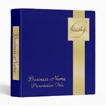 Elegant Gold Monogram Blue Business Binder