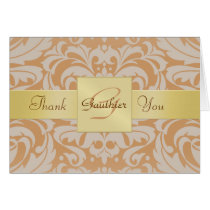 Elegant Gold Monogram Creme Damask Thank You Card
