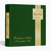 Elegant Gold Monogram Green Business Office Binder