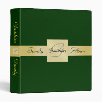 Elegant Gold Monogram Green Family Album Binder