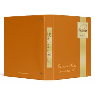 Elegant Gold Monogram Orange Business Binder binder
