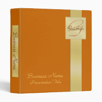 Elegant Gold Monogram Orange Business Binder