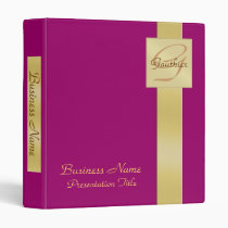 Elegant Gold Monogram Pink Business Office Binder