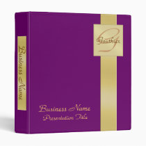Elegant Gold Monogram Purple Business Binder