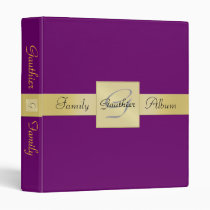 Elegant Gold Monogram Purple Family Album Binder