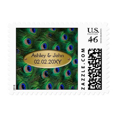 elegant gold peacock stamps