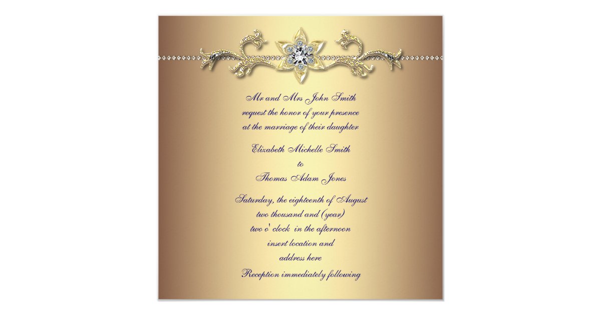 Elegant Gold Peacock Wedding Card Zazzle