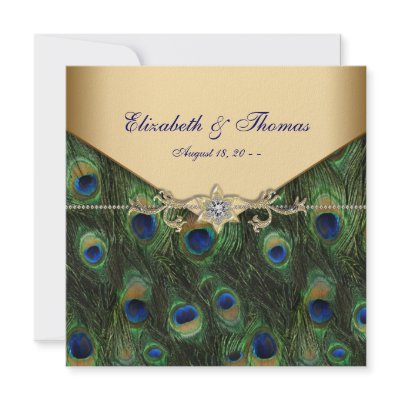 Elegant Gold Peacock Wedding Invitations