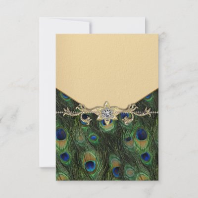 Elegant Gold Peacock Wedding Invitations