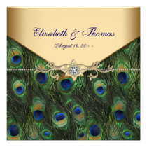 Elegant Gold Peacock Wedding Invitations invitations