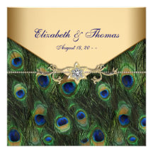 Elegant Gold Peacock Wedding Invitations
