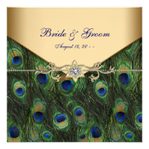 Elegant Gold Peacock Wedding Invitations
