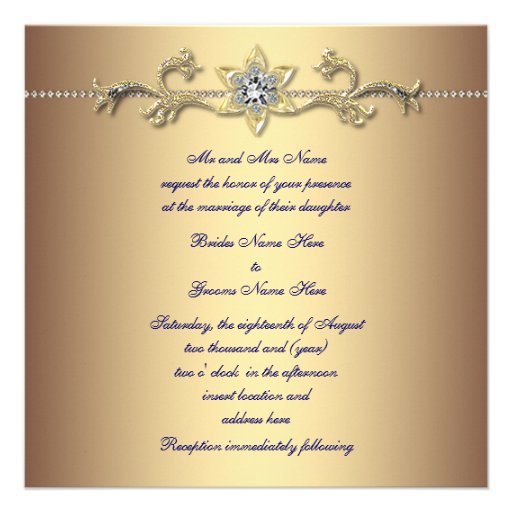Elegant Gold Peacock Wedding Invitations