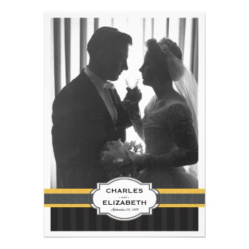 Elegant Gold Photo 50th Wedding Anniversary Party Custom Announcement (front side)