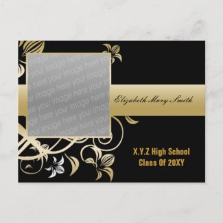 elegant gold photo Graduation Invitation postcard
