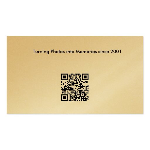 Elegant Gold Photogrpahy Business cards with QR (back side)