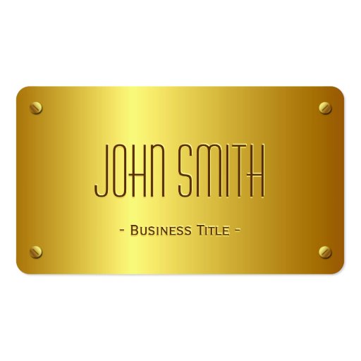 Elegant Gold Plate Look - Simple Plain Gold Business Card Template (front side)