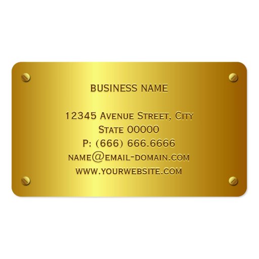 Elegant Gold Plate Look - Simple Plain Gold Business Card Template (back side)