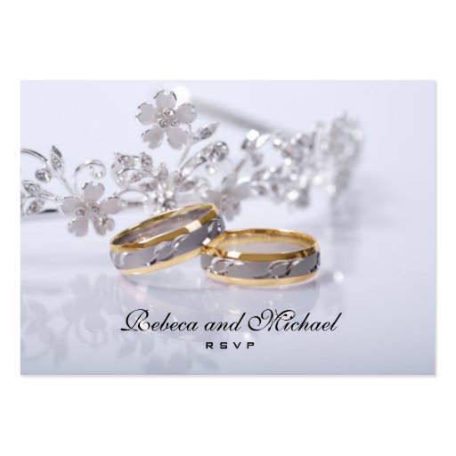 Elegant Gold / Platinum Wedding Band RSVP Card Business Card (front side)