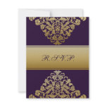 elegant gold purple wedding RSVP Custom Invitation
