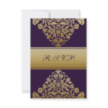 elegant gold purple wedding RSVP Standard 3.5 x 5 Invites