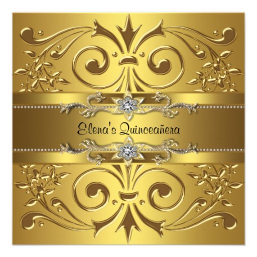 Elegant Gold Quinceanera Invitations