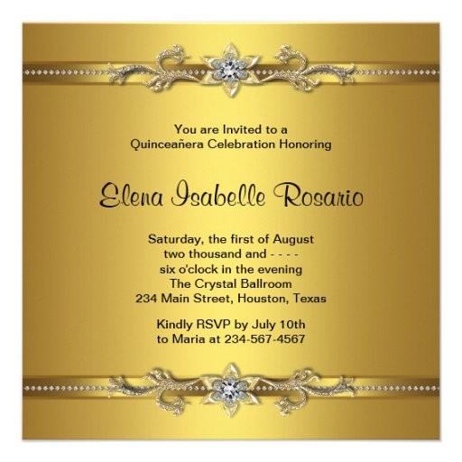 Elegant Gold Quinceanera Invitations