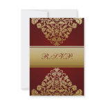 elegant gold red wedding RSVP Standard 3.5 x 5 Custom Announcements