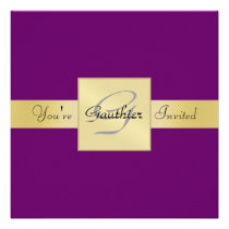 Elegant Gold Ribbon Purple All Occasion Invitation