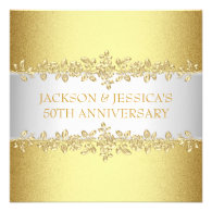 Elegant Gold Roses 50th Anniversary Party Personalized Invites