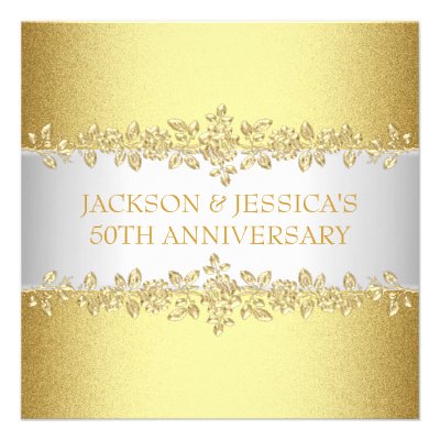 Elegant Gold Roses 50th Anniversary Party Personalized Invites