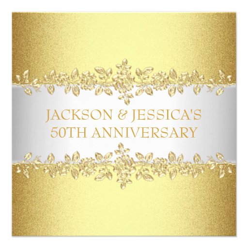 Elegant Gold Roses 50th Anniversary Party Personalized Invites (front side)