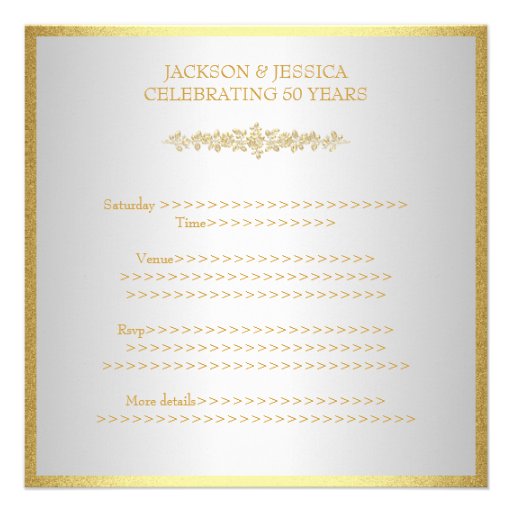 Elegant Gold Roses 50th Anniversary Party Personalized Invites