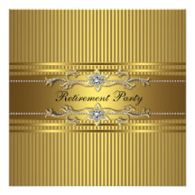 Elegant Gold Stripe Retirement Party Custom Invite