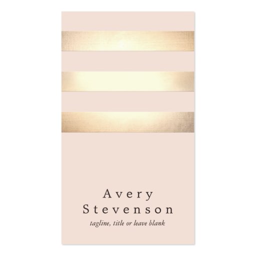 Elegant Gold Striped Modern Light Pink Chic Business Card Templates