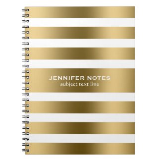 Elegant Gold Stripes White Background Note Book
