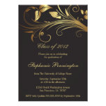 Elegant gold swirls graduation party announcement invitations
