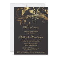 Elegant gold swirls graduation party announcement invitation