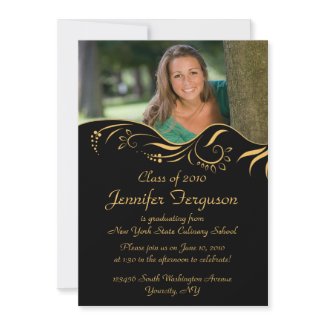 Elegant gold swirls graduation party invitation invitation