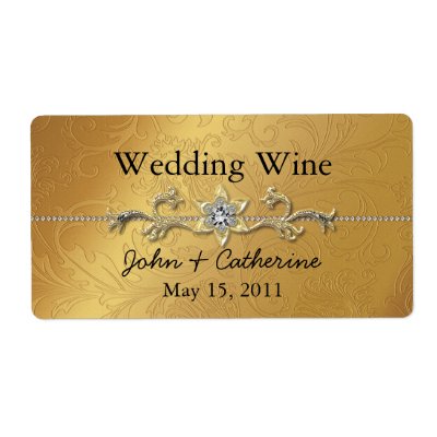 Elegant Gold Tone Wedding Wine Labels