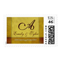 Elegant gold toned monogram postage stamp by aslentz Elegant gold toned monogram postage stamp